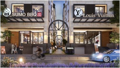 Một góc khu shophouse thuộc dự án.