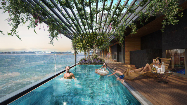 Bể bơi ngay bên trong mỗi căn của Boutique Hotel tại Apec Diamond Park Lạng Sơn.